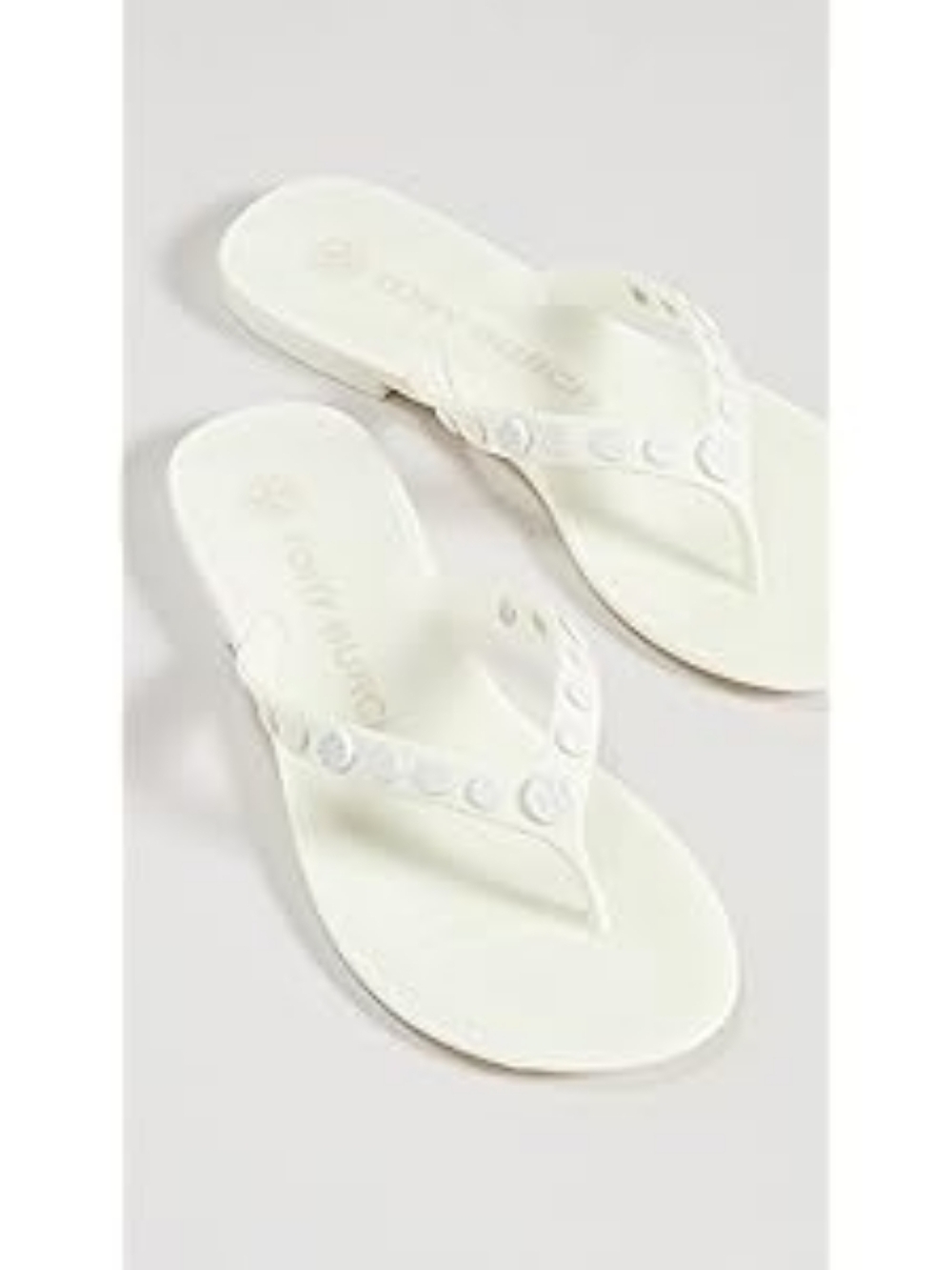 Tory Burch Cream Logo Jelly Thong Sandals with Stud Accents Sz 10